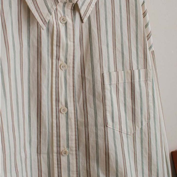 LENINA Kara Loose Pin Stripe Shirt_Beige - Picture 4 of 7